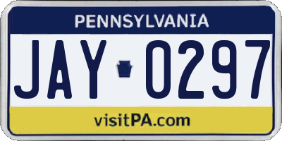 PA license plate JAY0297