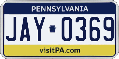 PA license plate JAY0369