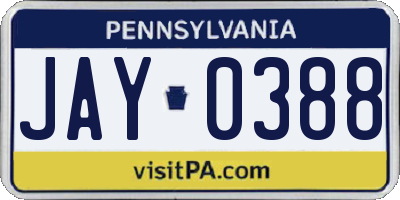 PA license plate JAY0388