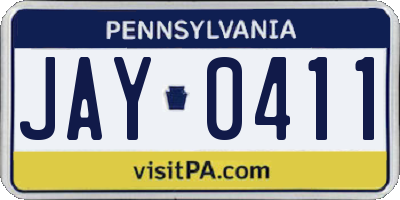 PA license plate JAY0411