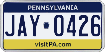 PA license plate JAY0426