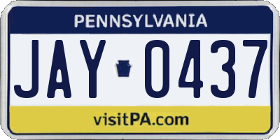 PA license plate JAY0437