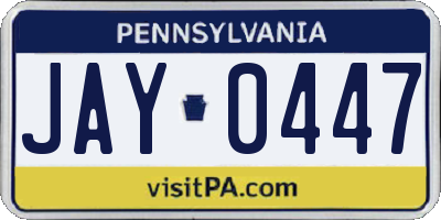 PA license plate JAY0447