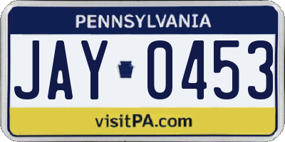 PA license plate JAY0453