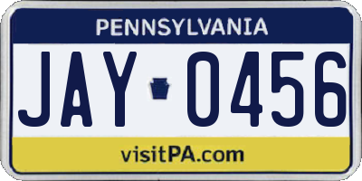 PA license plate JAY0456