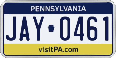 PA license plate JAY0461