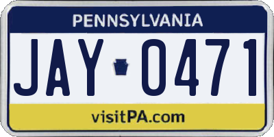 PA license plate JAY0471