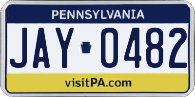 PA license plate JAY0482