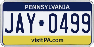 PA license plate JAY0499