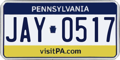 PA license plate JAY0517