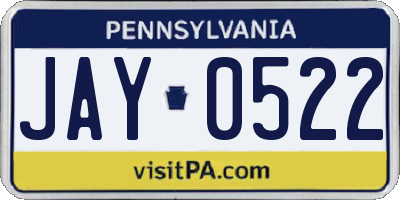 PA license plate JAY0522