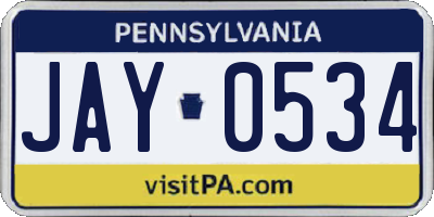 PA license plate JAY0534