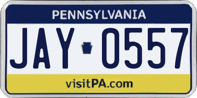 PA license plate JAY0557