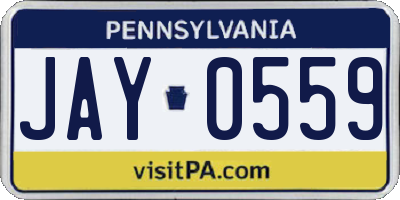PA license plate JAY0559