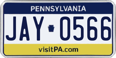 PA license plate JAY0566