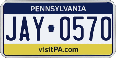 PA license plate JAY0570