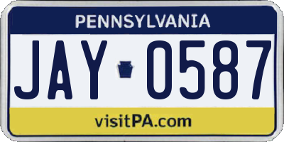 PA license plate JAY0587