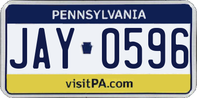PA license plate JAY0596