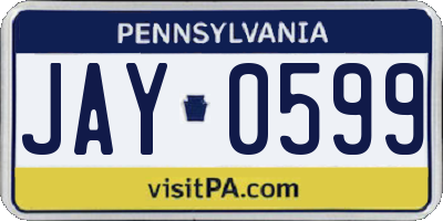 PA license plate JAY0599