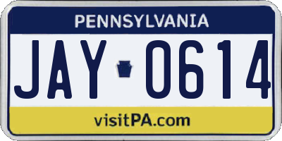PA license plate JAY0614