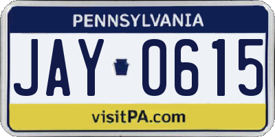 PA license plate JAY0615