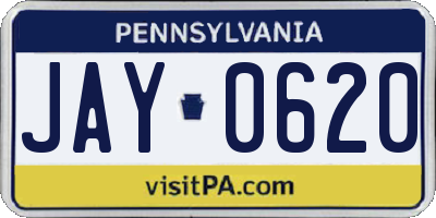 PA license plate JAY0620