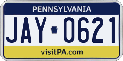 PA license plate JAY0621