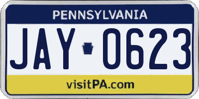 PA license plate JAY0623
