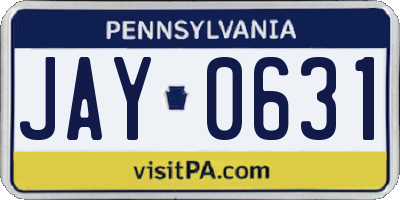 PA license plate JAY0631