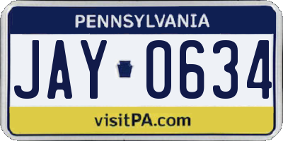 PA license plate JAY0634