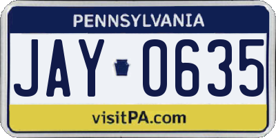 PA license plate JAY0635