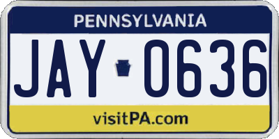 PA license plate JAY0636