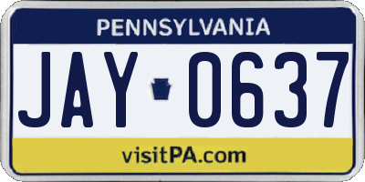 PA license plate JAY0637