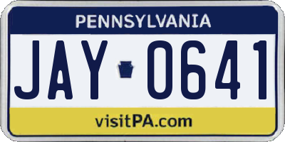 PA license plate JAY0641