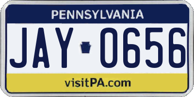 PA license plate JAY0656