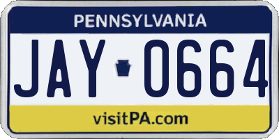 PA license plate JAY0664