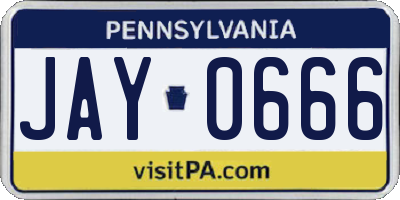 PA license plate JAY0666