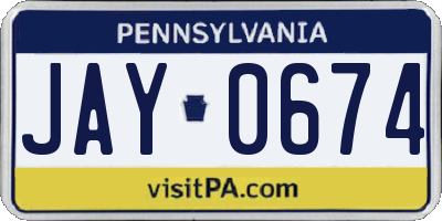 PA license plate JAY0674