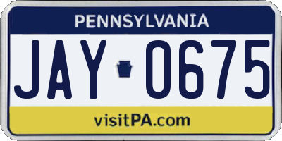 PA license plate JAY0675