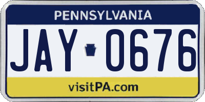 PA license plate JAY0676