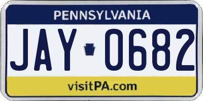 PA license plate JAY0682