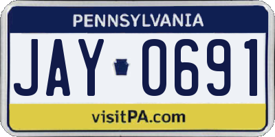 PA license plate JAY0691