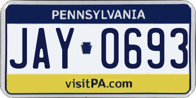 PA license plate JAY0693