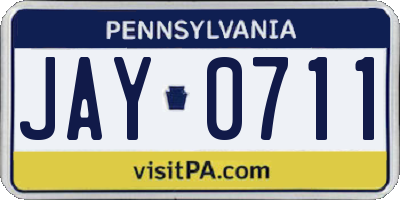 PA license plate JAY0711