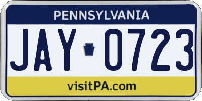 PA license plate JAY0723