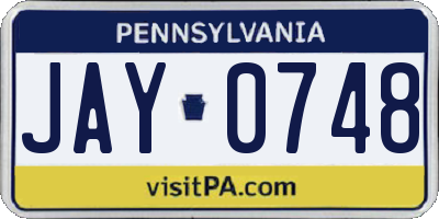 PA license plate JAY0748