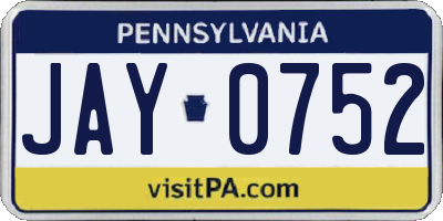 PA license plate JAY0752