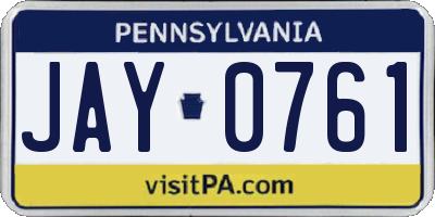 PA license plate JAY0761