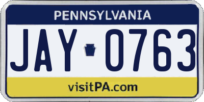 PA license plate JAY0763