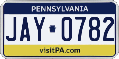 PA license plate JAY0782